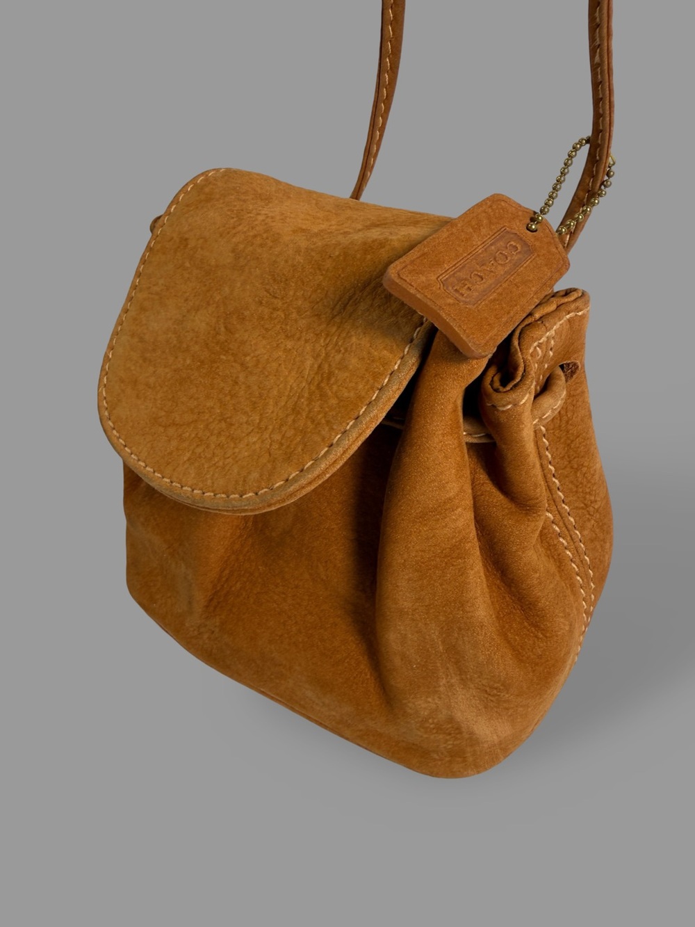 Coach Suede Crossbody Bag in Cognac